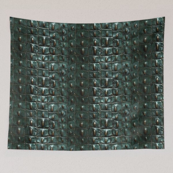 Item preview, Dark Green Crocodile or Alligator Skin Texture with Gold Highlights designed and sold by NTGUILTY.