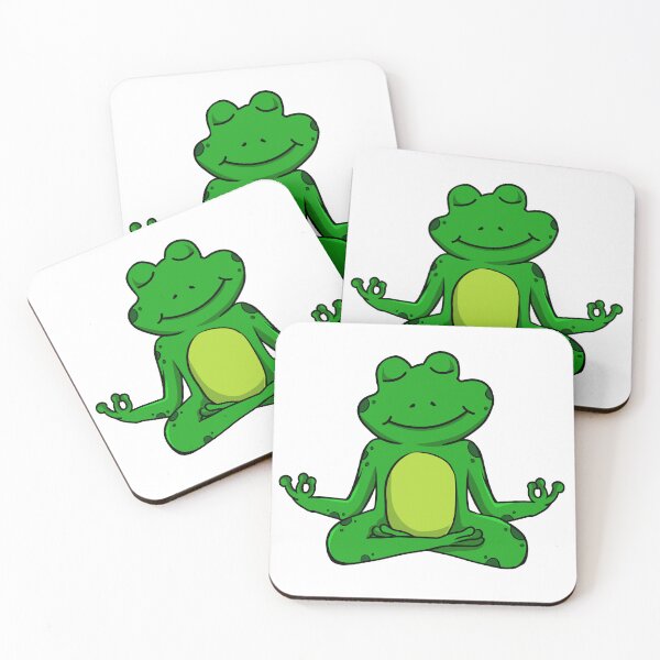 Item preview, Zen Frog – Green Cartoon Frog Meditating in Yoga Pose designed and sold by EmeraldeaArt.