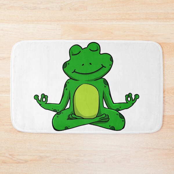 Item preview, Zen Frog – Green Cartoon Frog Meditating in Yoga Pose designed and sold by EmeraldeaArt.