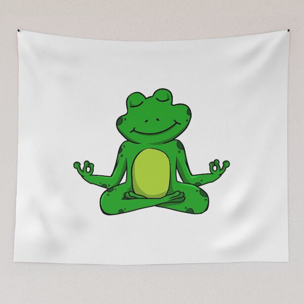 Item preview, Zen Frog – Green Cartoon Frog Meditating in Yoga Pose designed and sold by EmeraldeaArt.