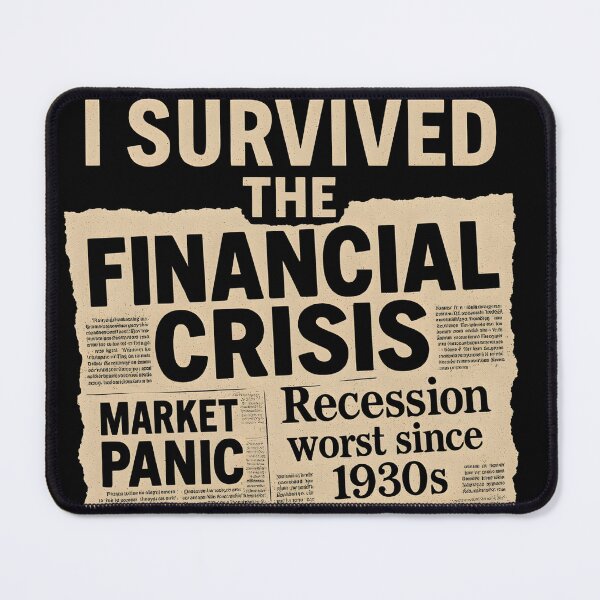 Item preview, I Survived the Financial Crisis Funny Recession Meme - Vintage Newspaper Style designed and sold by WarFX Designs.
