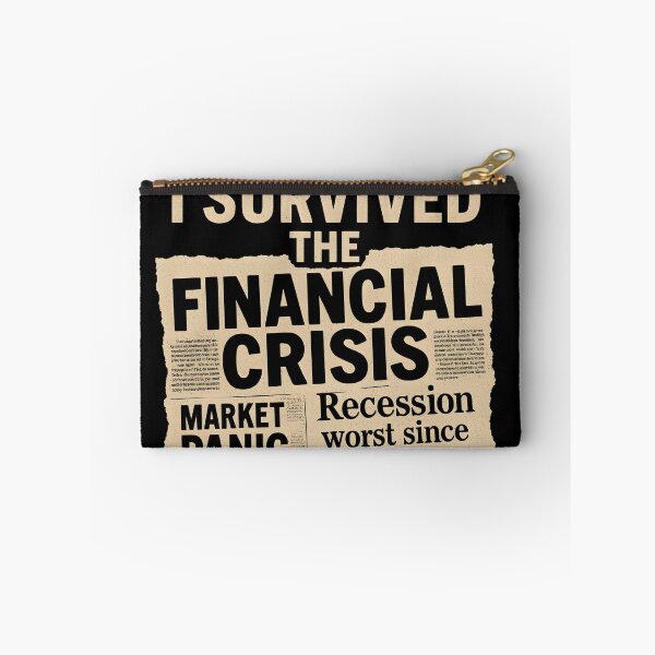 Item preview, I Survived the Financial Crisis Funny Recession Meme - Vintage Newspaper Style designed and sold by WarFX Designs.