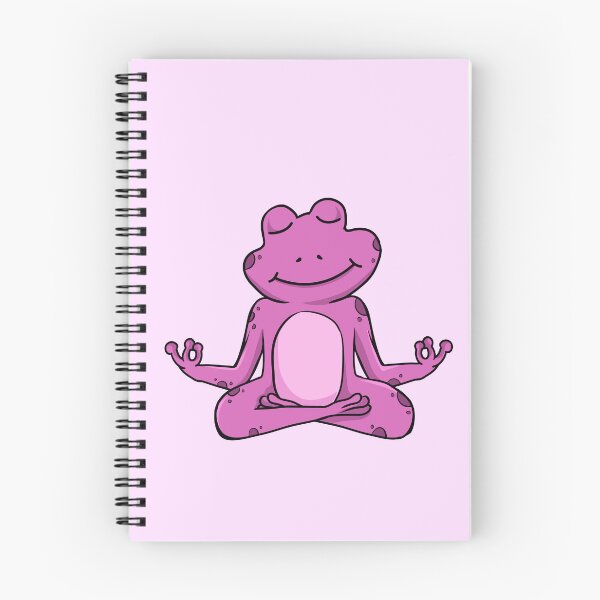 Item preview, Zen Frog – Pink Cartoon Frog Meditating in Yoga Pose designed and sold by EmeraldeaArt.