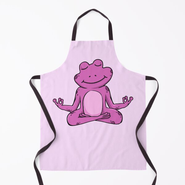 Item preview, Zen Frog – Pink Cartoon Frog Meditating in Yoga Pose designed and sold by EmeraldeaArt.