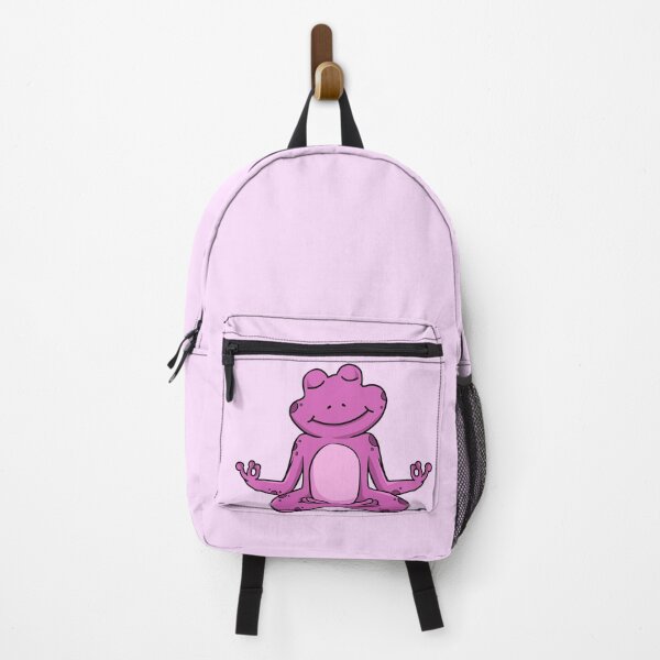 Item preview, Zen Frog – Pink Cartoon Frog Meditating in Yoga Pose designed and sold by EmeraldeaArt.