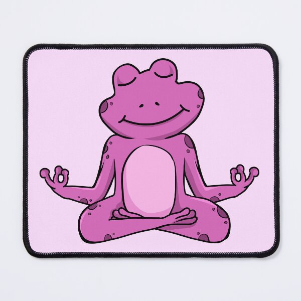 Item preview, Zen Frog – Pink Cartoon Frog Meditating in Yoga Pose designed and sold by EmeraldeaArt.