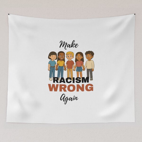 Item preview, Make Racism Wrong Again – Anti-Racism Quote with Diverse Kids Illustration | Unity, Inclusion, Equality designed and sold by karinasalwaszka.