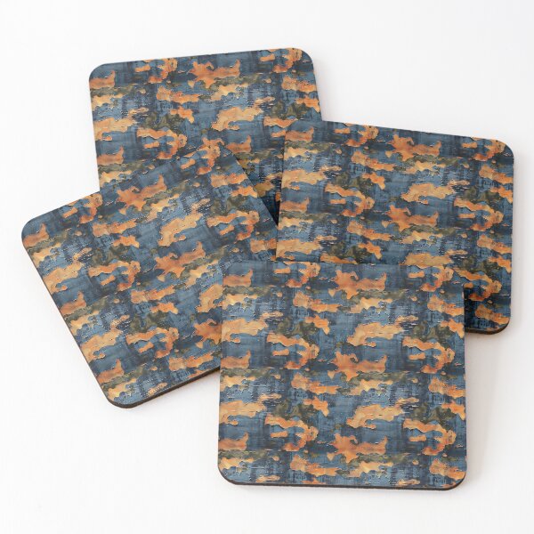 Item preview, Distressed Peeling Paint Texture in Blue and Orange Camouflage designed and sold by NTGUILTY.