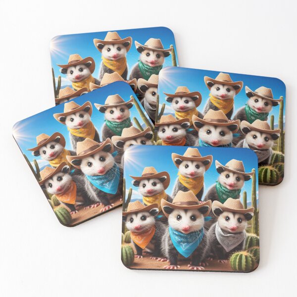 Item preview, Cowboy Possums – Wild West Group Photo in the Desert designed and sold by EmeraldeaArt.