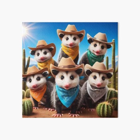Item preview, Cowboy Possums – Wild West Group Photo in the Desert designed and sold by EmeraldeaArt.