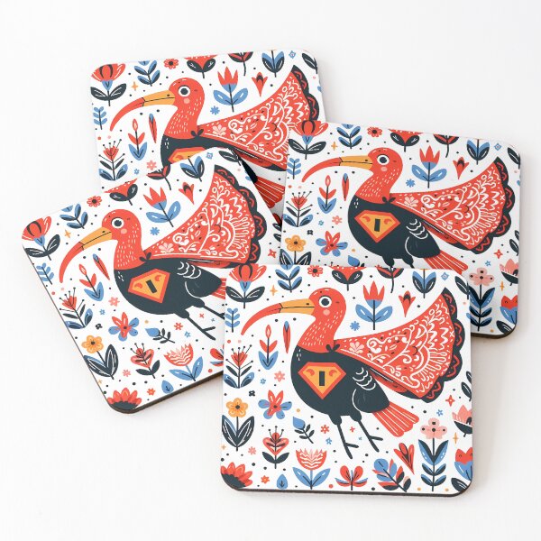 Item preview, Scarlet Ibis Superhero Cape Flair - Scandinavian Folk Art by heidiannemorris © designed and sold by FOLK ART FUSION by heidiannemorris.