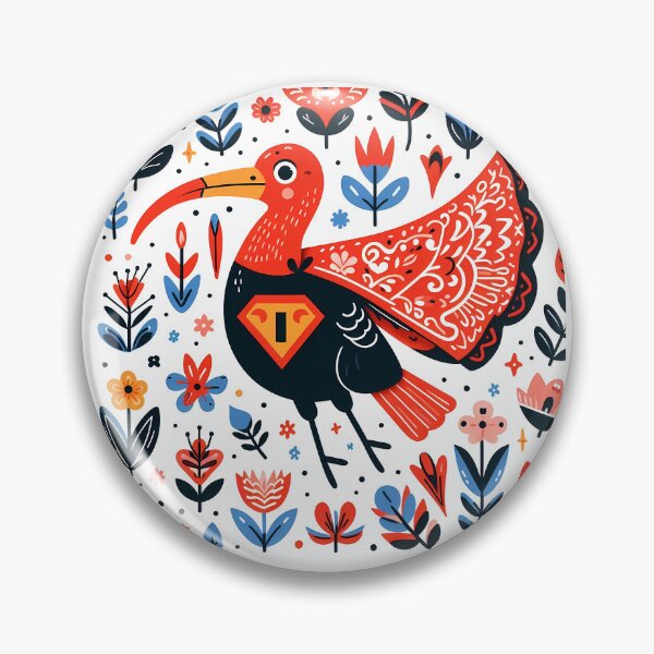 Item preview, Scarlet Ibis Superhero Cape Flair - Scandinavian Folk Art by heidiannemorris © designed and sold by FOLK ART FUSION by heidiannemorris.