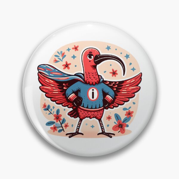 Item preview, Invincible Scarlet Ibis Superhero - Scandinavian Folk Art by heidiannemorris © designed and sold by FOLK ART FUSION by heidiannemorris.