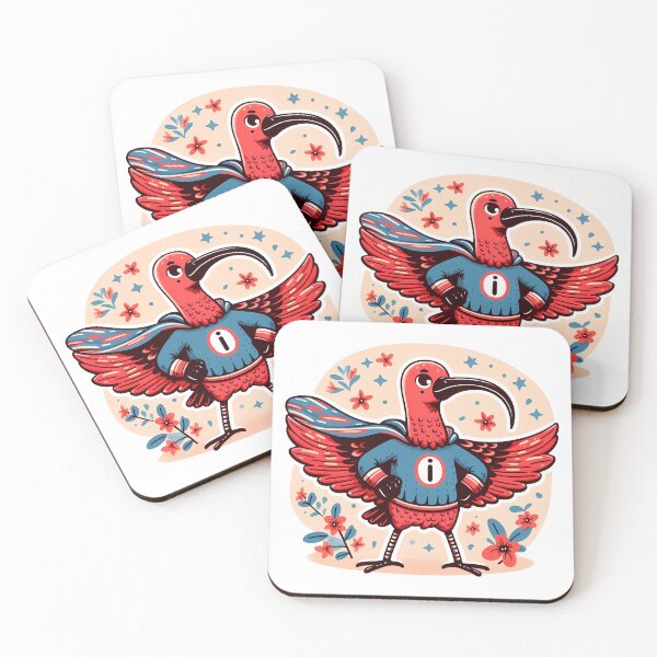 Item preview, Invincible Scarlet Ibis Superhero - Scandinavian Folk Art by heidiannemorris © designed and sold by FOLK ART FUSION by heidiannemorris.