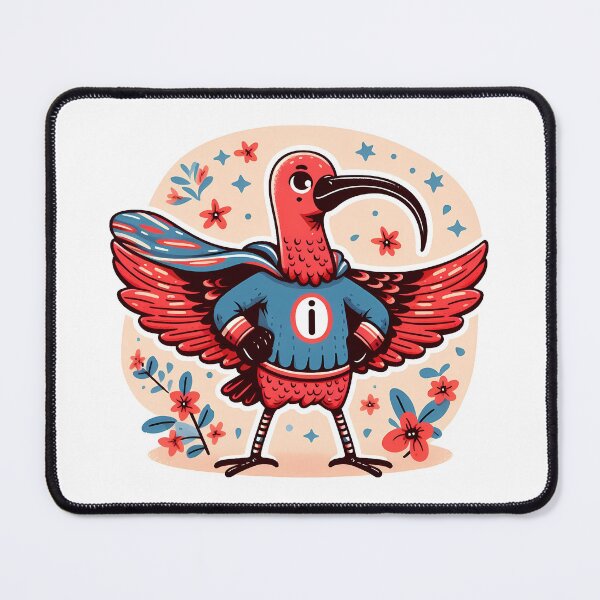 Item preview, Invincible Scarlet Ibis Superhero - Scandinavian Folk Art by heidiannemorris © designed and sold by FOLK ART FUSION.