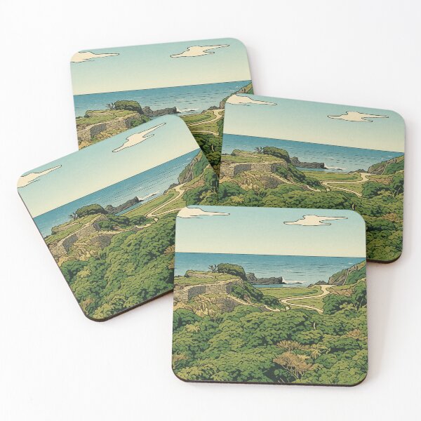 Item preview, Ancient Ruins by the Sea | Japanese Castle Cliff View - Timeless Landscape designed and sold by GeEeN.