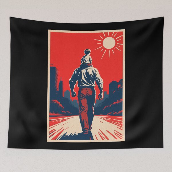 Item preview, Father and Child Retro Hope Style Art – Emotional Vintage Illustration designed and sold by HoopeStylee.