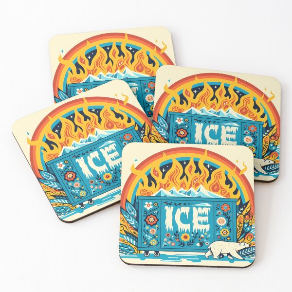 Item preview, Ice Dumpster Polar Bear Fiery Frost - Scandinavian Folk Art by heidiannemorris © designed and sold by FOLK ART FUSION by heidiannemorris.