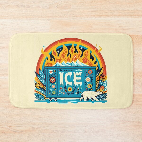 Item preview, Ice Dumpster Polar Bear Fiery Frost - Scandinavian Folk Art by heidiannemorris © designed and sold by FOLK ART FUSION by heidiannemorris.