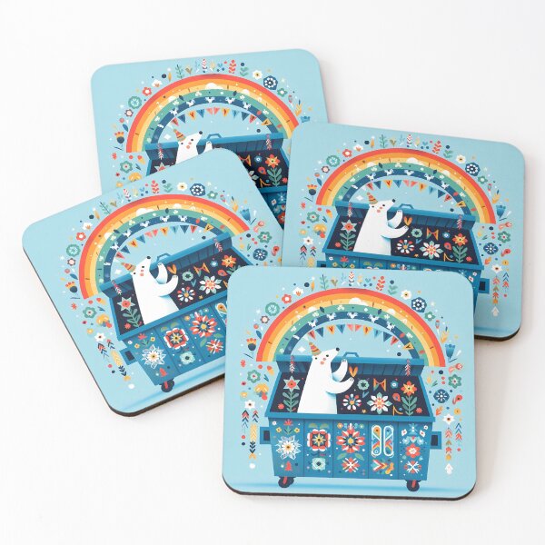 Item preview, Polar Bear Dumpster Party - Scandinavian Folk Art by heidiannemorris © designed and sold by FOLK ART FUSION by heidiannemorris.