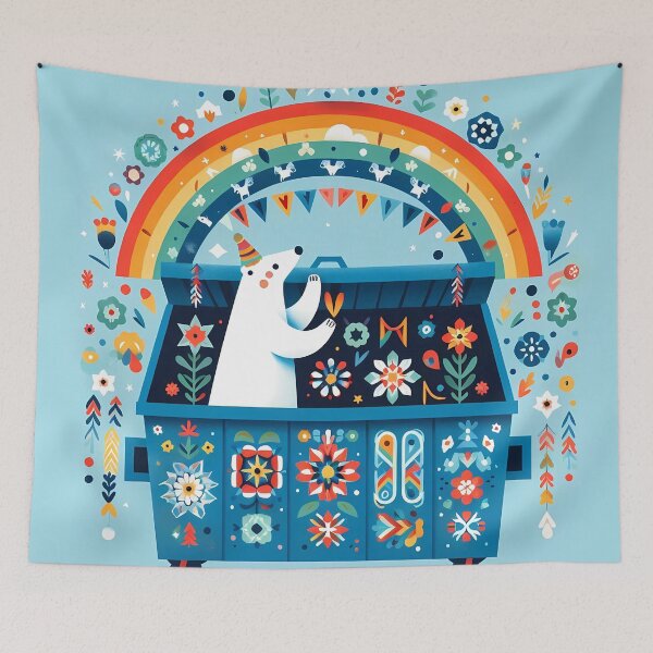 Item preview, Polar Bear Dumpster Party - Scandinavian Folk Art by heidiannemorris © designed and sold by FOLK ART FUSION by heidiannemorris.