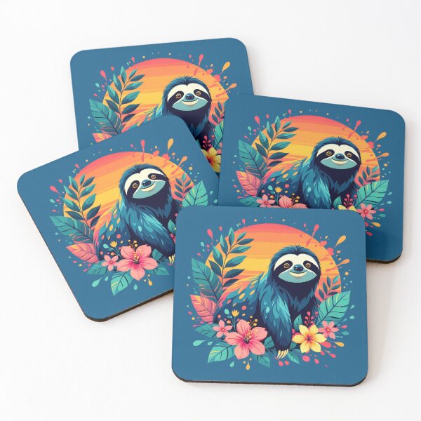 Item preview, Sloth Sunset with flowers splash designed and sold by SoftStyleStudio ⭐⭐⭐.