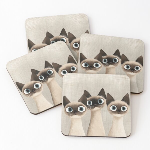 Item preview, Siamese Cats with big eyes, kittens designed and sold by Inkwell Studio Designs.