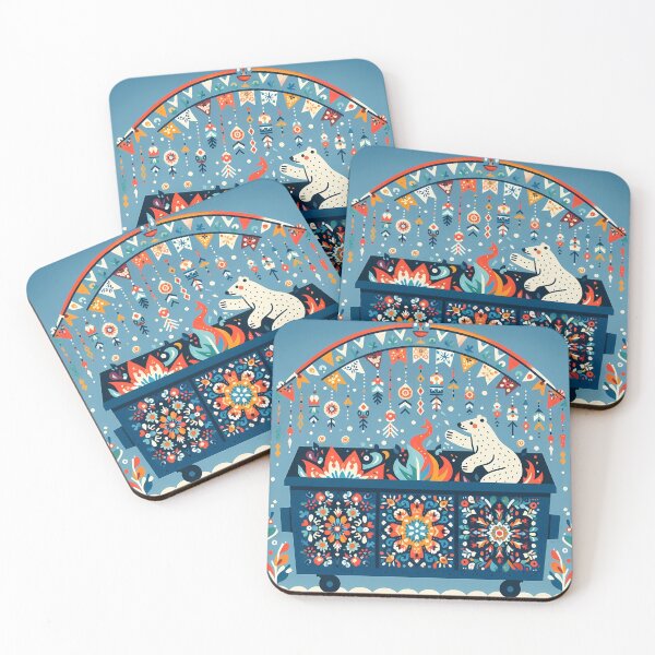 Item preview, Polar Bear Dumpster Festive Fun - Scandinavian Folk Art by heidiannemorris © designed and sold by FOLK ART FUSION by heidiannemorris.