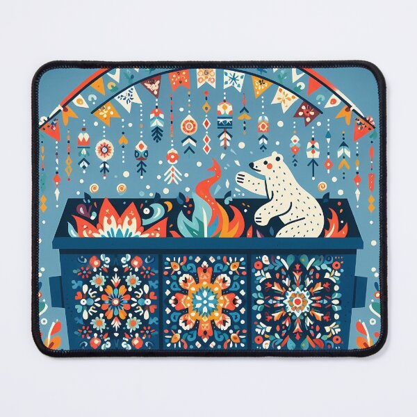 Item preview, Polar Bear Dumpster Festive Fun - Scandinavian Folk Art by heidiannemorris © designed and sold by FOLK ART FUSION.