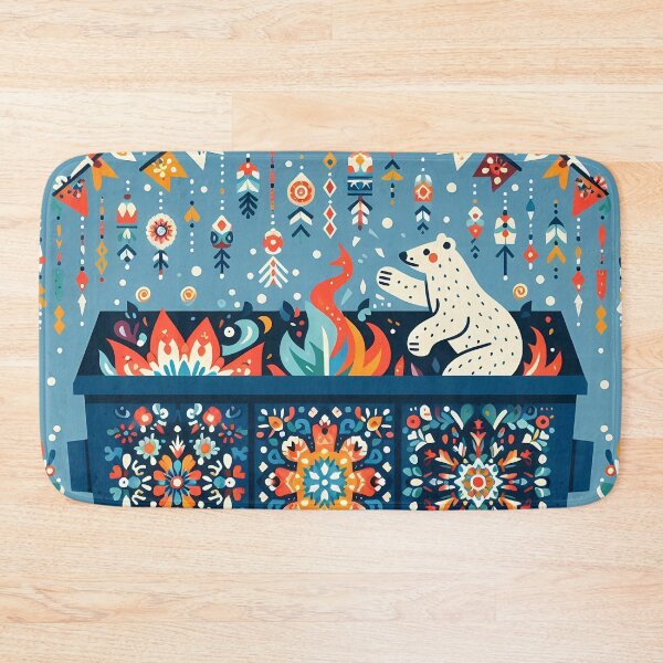 Item preview, Polar Bear Dumpster Festive Fun - Scandinavian Folk Art by heidiannemorris © designed and sold by FOLK ART FUSION by heidiannemorris.