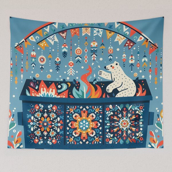 Item preview, Polar Bear Dumpster Festive Fun - Scandinavian Folk Art by heidiannemorris © designed and sold by FOLK ART FUSION by heidiannemorris.
