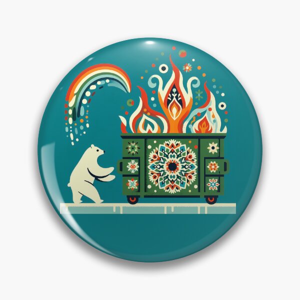 Item preview, Polar Bear Dumpster Fiery Blaze - Scandinavian Folk Art by heidiannemorris © designed and sold by FOLK ART FUSION by heidiannemorris.