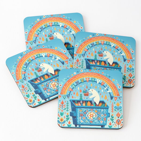 Item preview, Polar Bear Dumpster Picnic Party - Scandinavian Folk Art by heidiannemorris © designed and sold by FOLK ART FUSION by heidiannemorris.