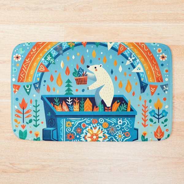 Item preview, Polar Bear Dumpster Picnic Party - Scandinavian Folk Art by heidiannemorris © designed and sold by FOLK ART FUSION by heidiannemorris.