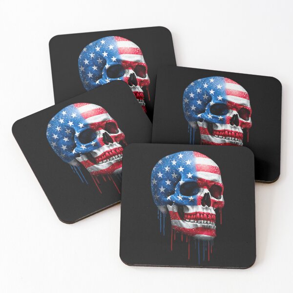 Item preview, Decorative skull with American flag designed and sold by TheSkullRoom.