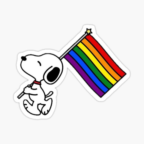 Item preview, snoopy holding rainbow lgbtqia+ pride flag designed and sold by feltlikeasin.