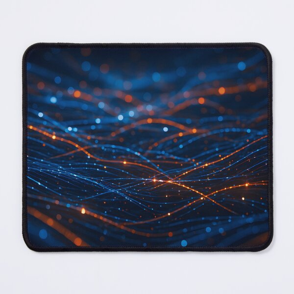 Item preview, An abstract depiction of data streams, showcasing intertwined blue and orange lines with glowing particles, suggesting connectivity and flow designed and sold by homydesign.