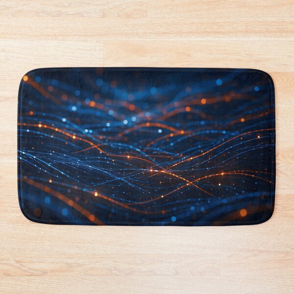 Item preview, An abstract depiction of data streams, showcasing intertwined blue and orange lines with glowing particles, suggesting connectivity and flow designed and sold by homydesign.