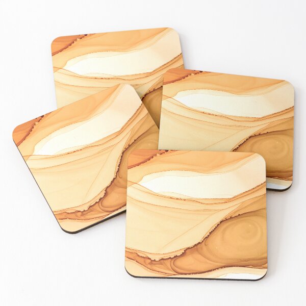Item preview, An ethereal abstract image of flowing caramel-colored fluid with soft waves and darker, delicate outlines, suggesting movement and depth designed and sold by homydesign.