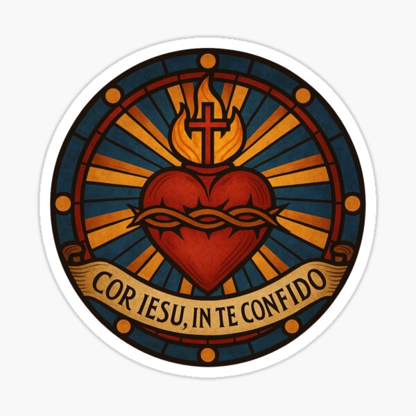 Cor Iesu Vitral – Corazón de Jesús Pegatina