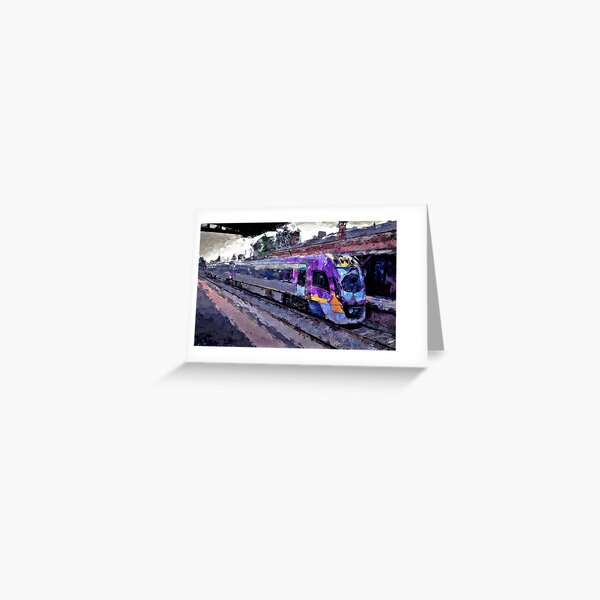 Item preview, Impressionist Painting of VLocity Train at Castlemaine Station - Castlemaine, Victoria, Australia designed and sold by Steven Jodoin.