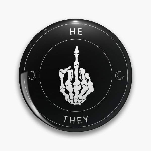 Item preview, HE THEY SKELETON MIDDLE FINGER PRONOUN IDENTIFIER designed and sold by slayedbysev.