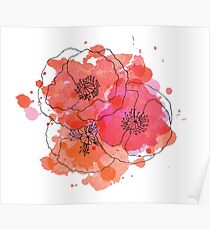 Orange poppies Poster
