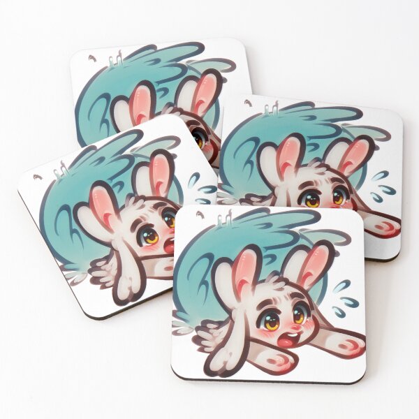 Item preview, Surprised Bunny Chibi with Fluffy Tail – Kawaii Fantasy Animal Art designed and sold by veinmerch.
