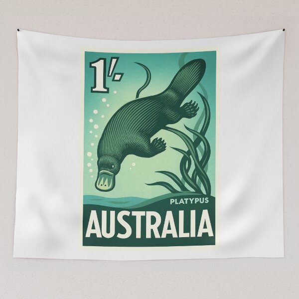 Item preview, Australia Platypus Stylized Postage Stamp designed and sold by retrographics.