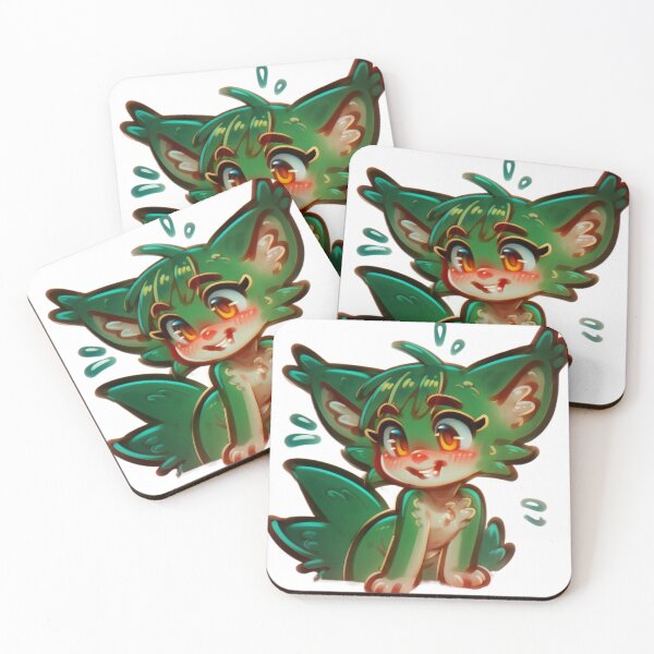 Item preview, Blushing Green Fox Chibi – Cute Fantasy Animal with Big Ears designed and sold by veinmerch.