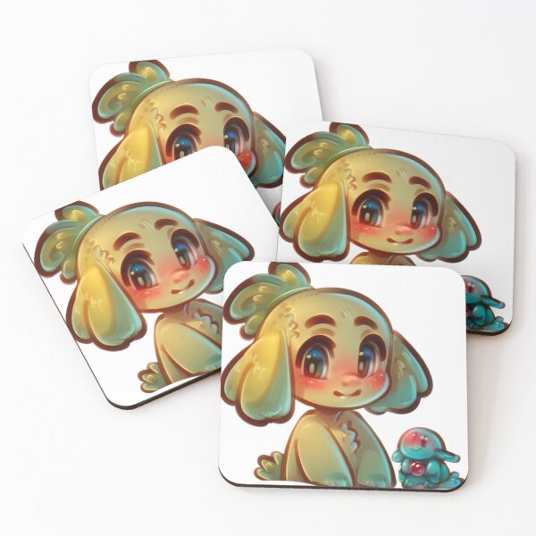 Item preview, Cute Yellow Chibi Puppy with Tiny Toy Companion – Whimsical Fantasy Duo Art designed and sold by veinmerch.