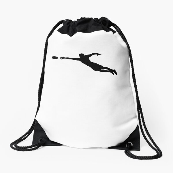 Ultimate Frisbee Silhouette, Frisbee Jumping Catch Drawstring Bag for Sale  by TeeTimeGuys