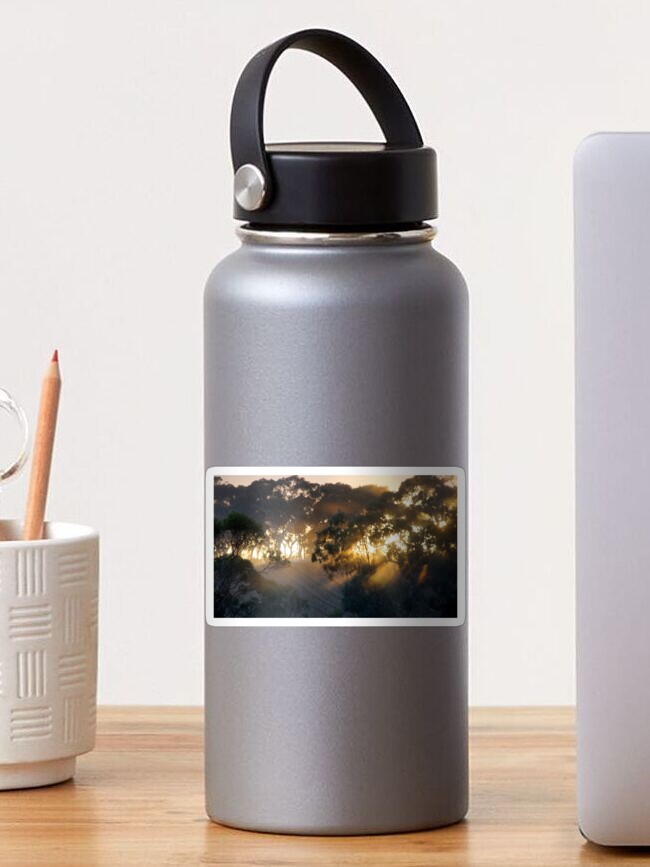Thumbnail 1 of 3, Sticker, Sunrise on Bennys Hill by Adelaide artist Avril Thomas at Magpie Springs designed and sold by MagpieSprings.