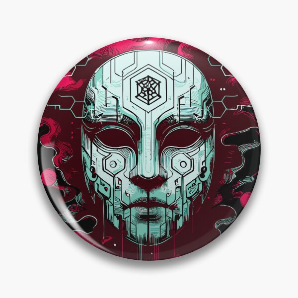 Item preview, Cyber Ritual Mask – Digital Spirit Face Art in Techno Glitch Style designed and sold by SeoulInkSoul.